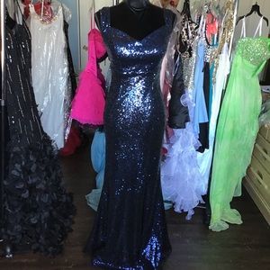 Morgan Blue Sequin Dress